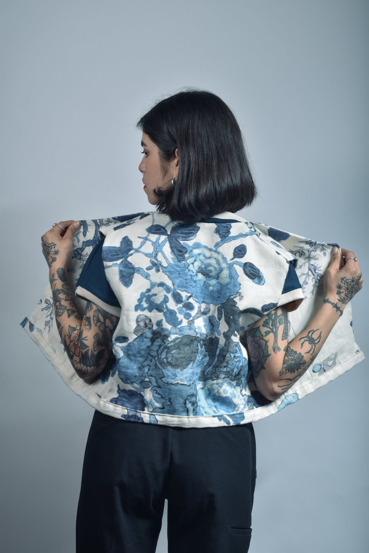 Chaqueta Lino floreada
