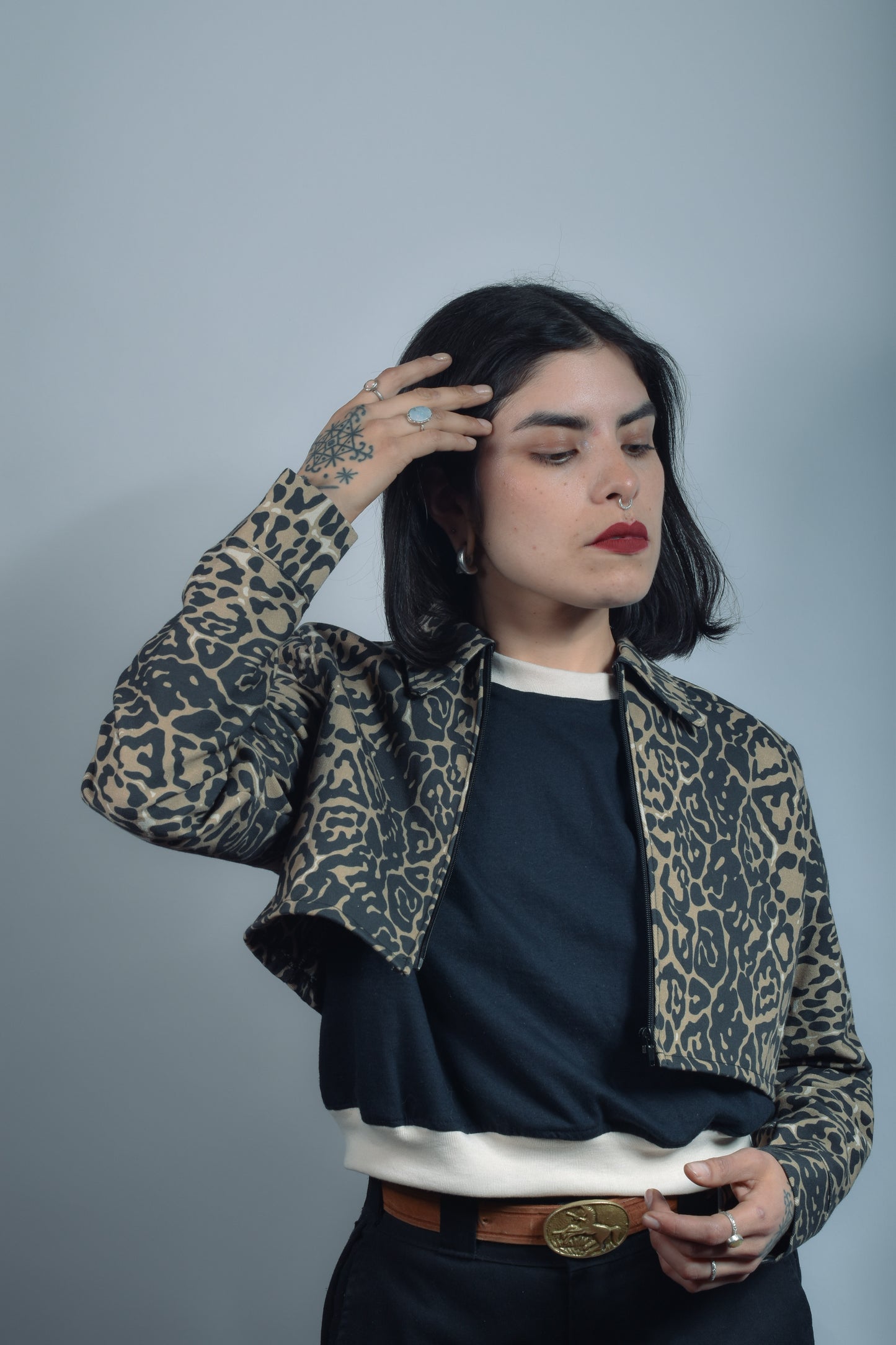 Chaqueta Denim leopardo