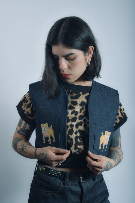 Bolero Denim perro que muerde