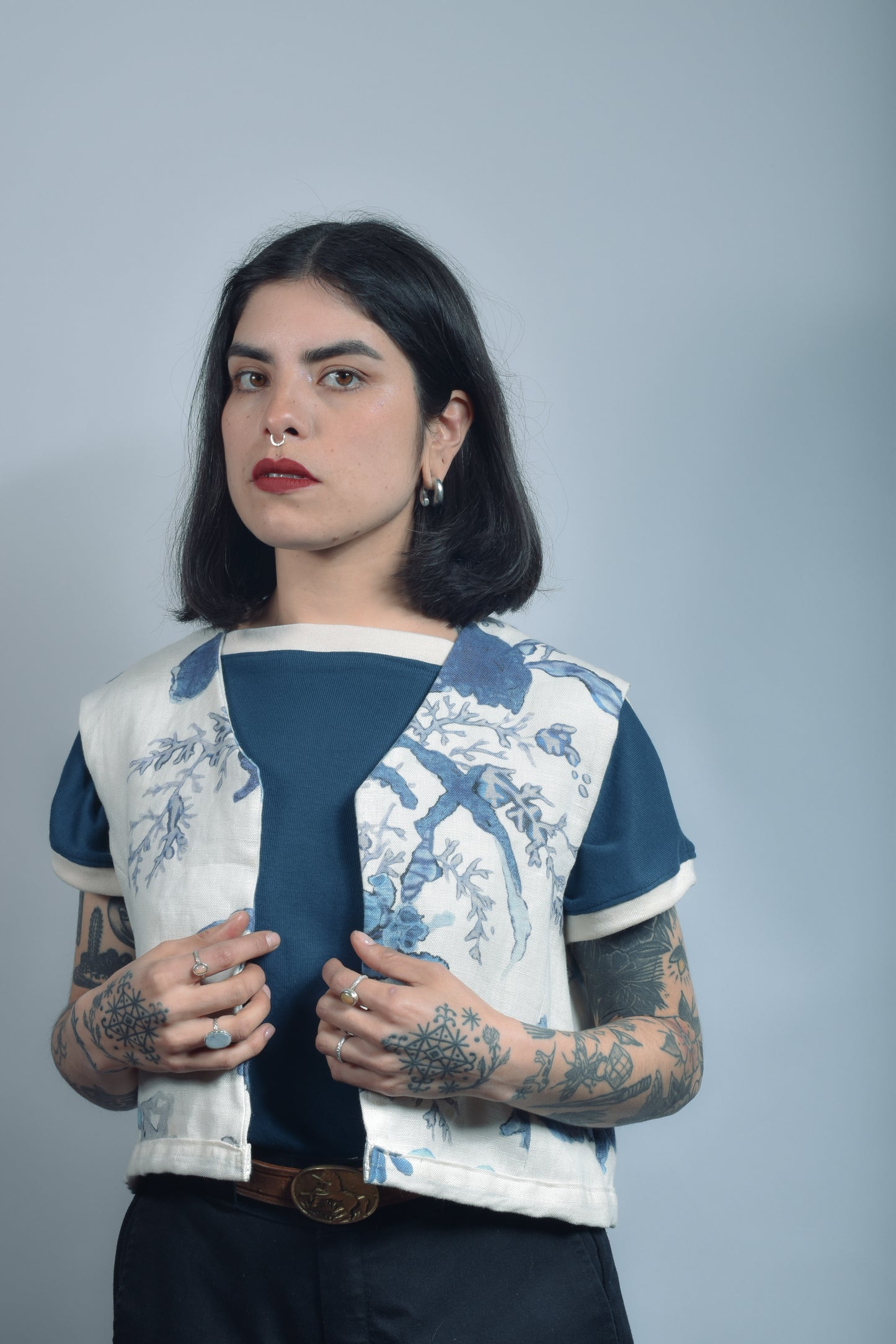 Chaqueta Lino floreada